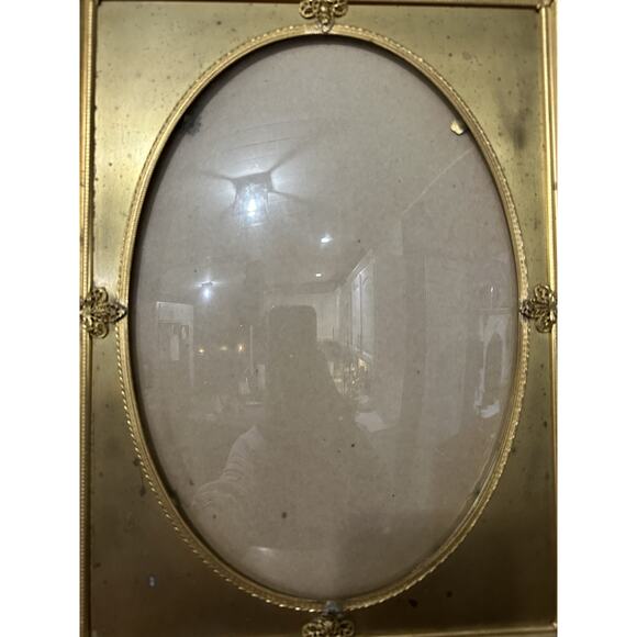 19th Century Empire Ormolu Convex Ornate Gilded Brass Louis XVI Picture Frame - Picture 2 of 10